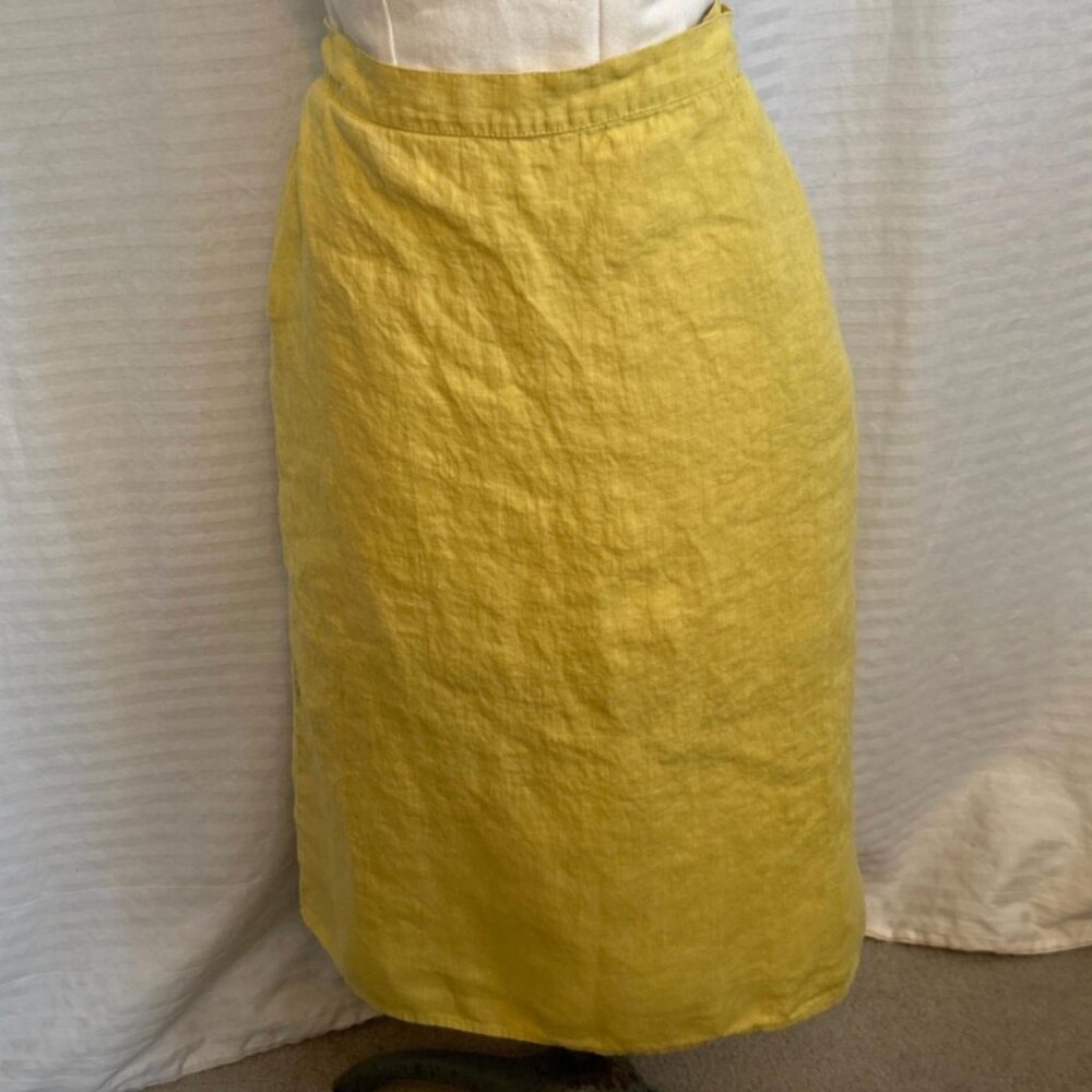 vintage chartreuse linen pencil skirt christy Allen